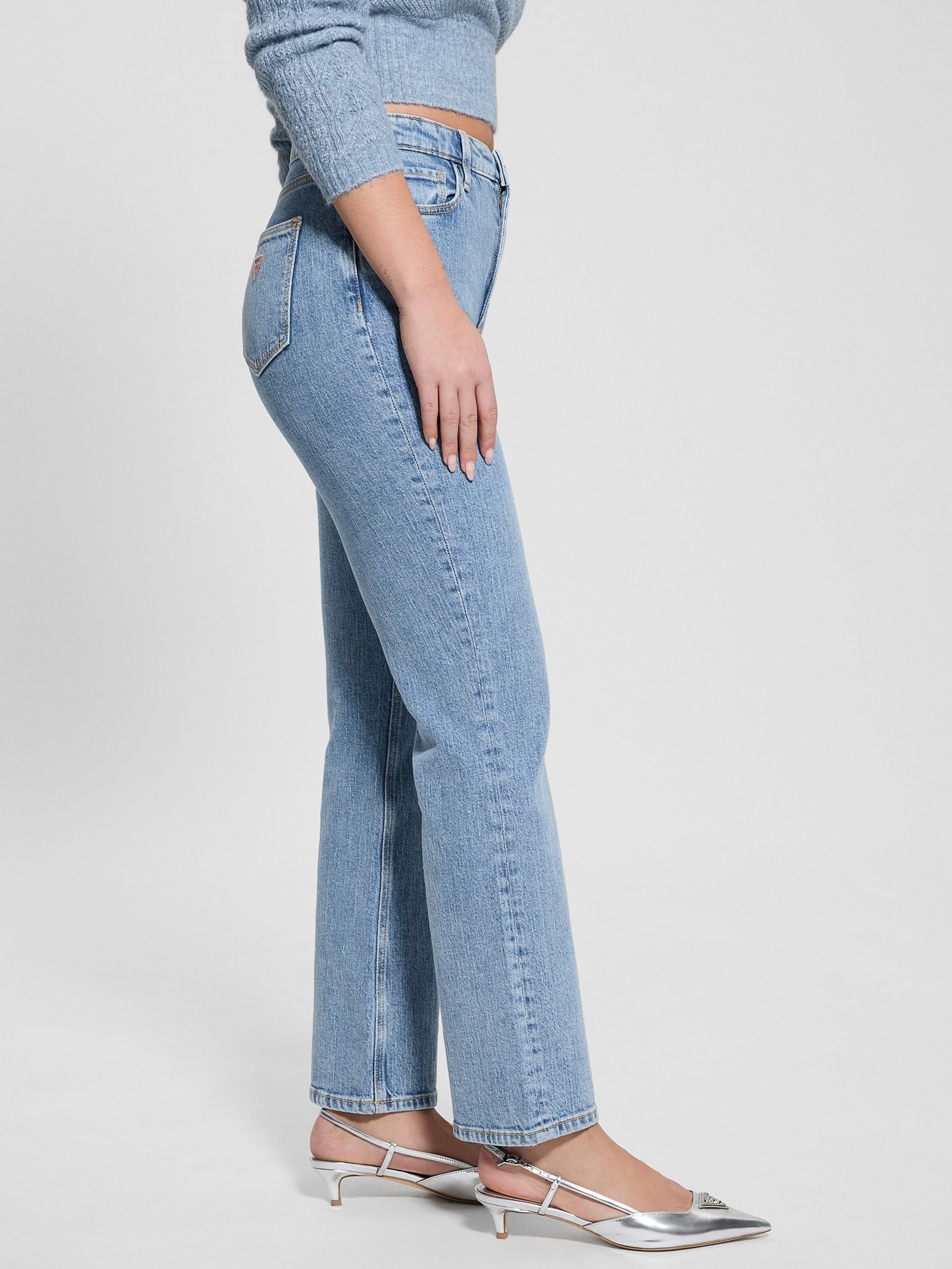 Calça jeans reta ecológica dos anos 80