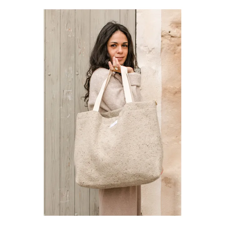 Adorna Cabas en laine et lin | Beige chiné