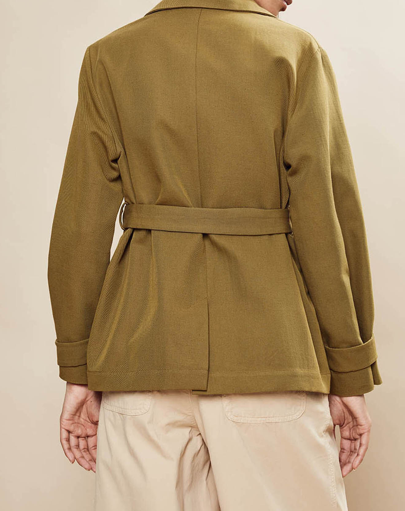Chloé Stora Veste Saharienne en Coton & Lin Igor kaki