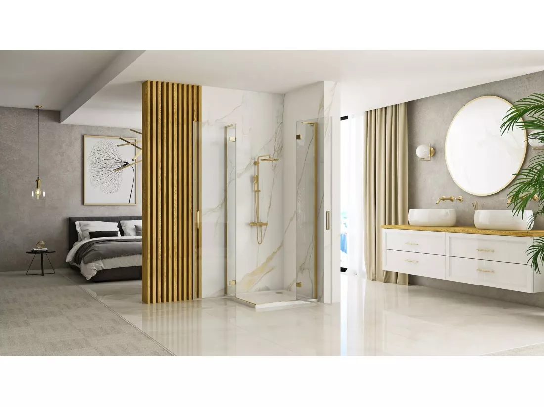Cabine De Douche Rea Hugo 100X100 Brush Gold