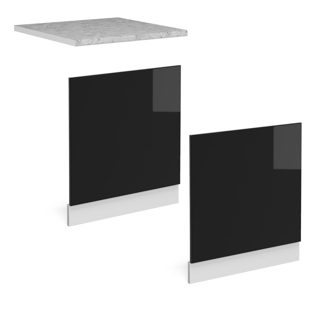 Vicco Geschirrspülerblende Küchenmöbel R-Line Solid Weiß Schwarz 60 cm modern Arbeitsplatte