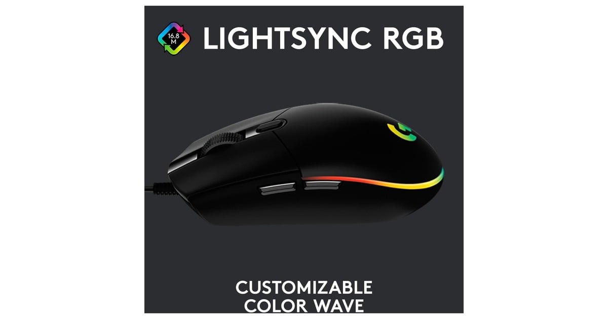 LogitechG203 LIGHTSYNC gaming muis  (Zwart, 200 - 8000 dpi, RGB leds)