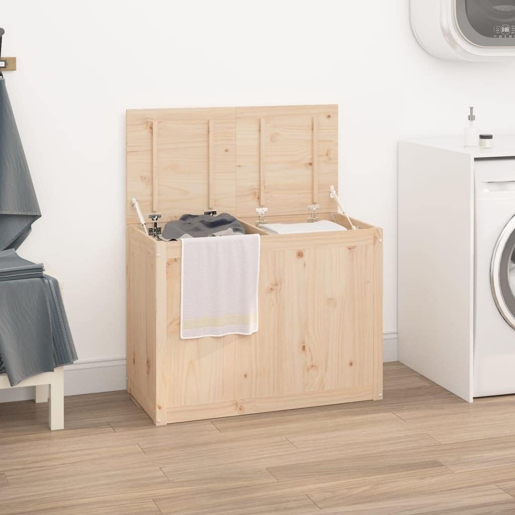 vidaXL Wäschetruhe Wäschekorb Wäschebox Wäschetonne Holztruhe Wäschebehälter Sammler Korb Box Wäschesack 88,5x44x66cm Massivholz Kiefer