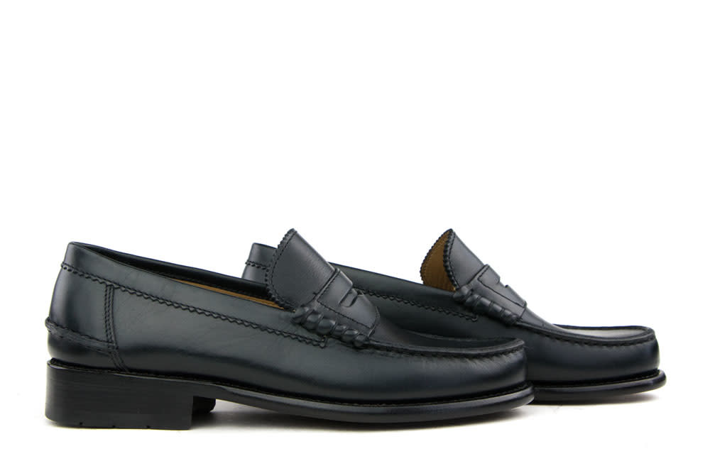 Van Bommel Mocassins Pull Up Donkerblauw