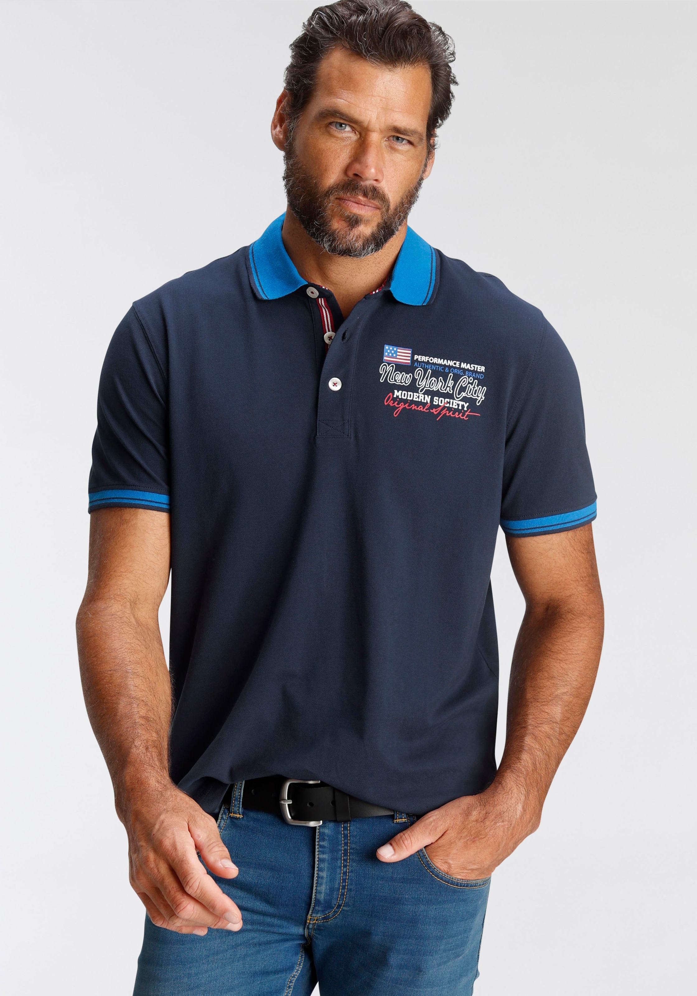 Man's World Poloshirt , Kurzarm,  lässige Passform,  bedruckt,  Polokragen