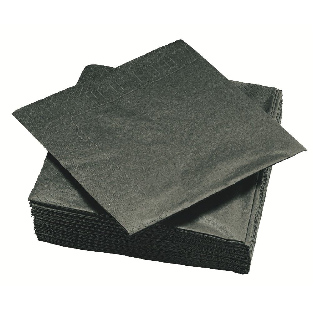 Serviette carré unie noire 2 plis en papier x50