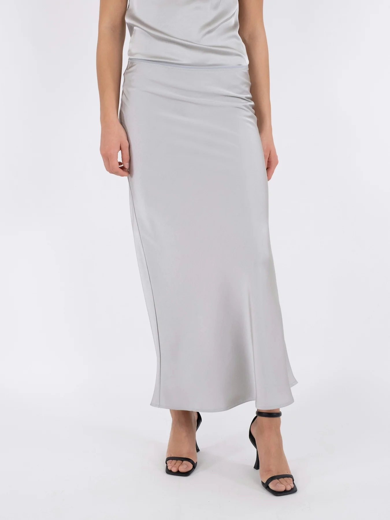 Neo Noir Vicky Heavy Sateen Skirt silver