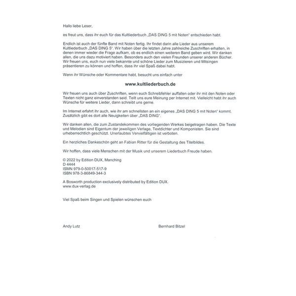 Edition Dux Das Ding 5 mit Noten