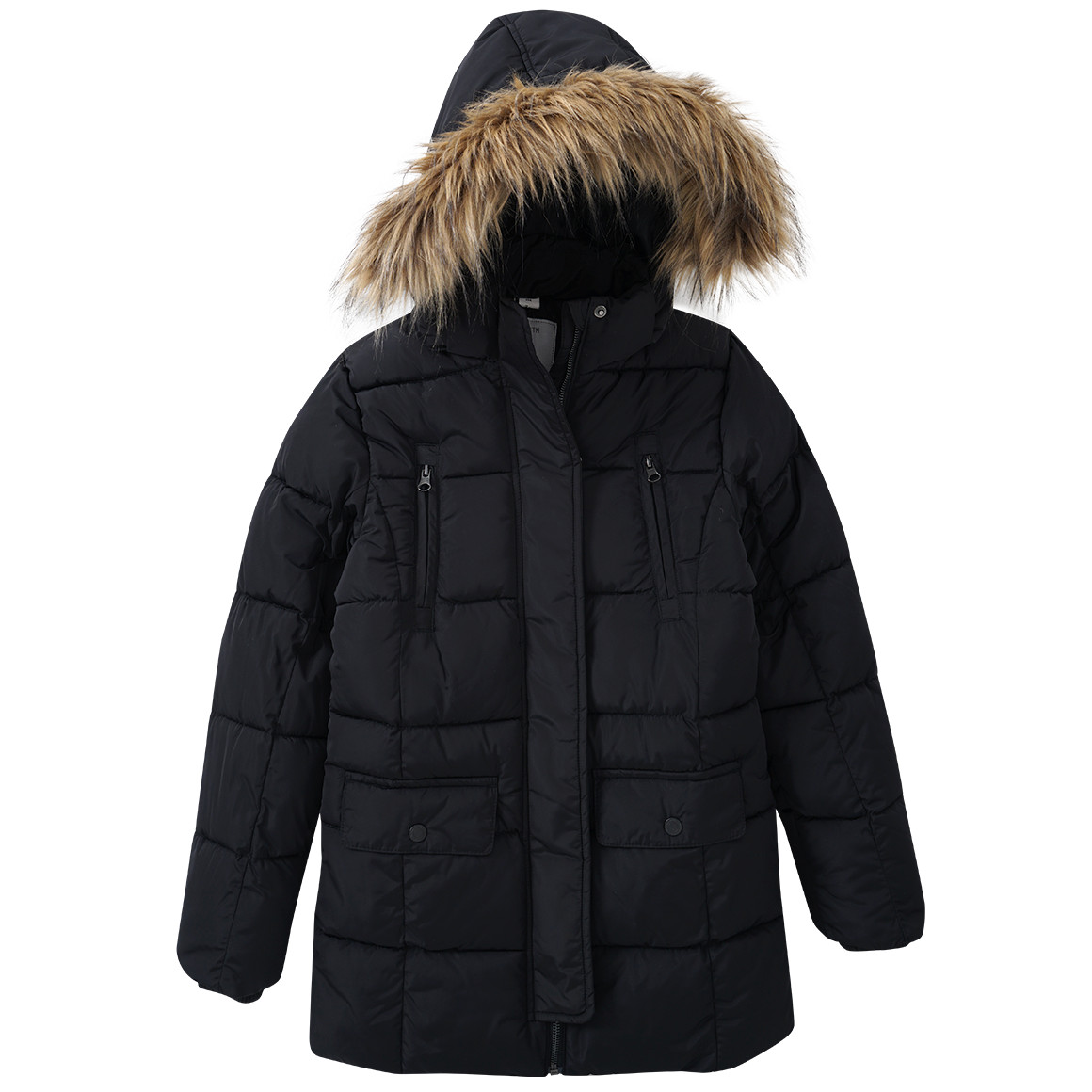 Yigga Mädchen Winterjacke mit abnehmbarem Webpelz schwarz