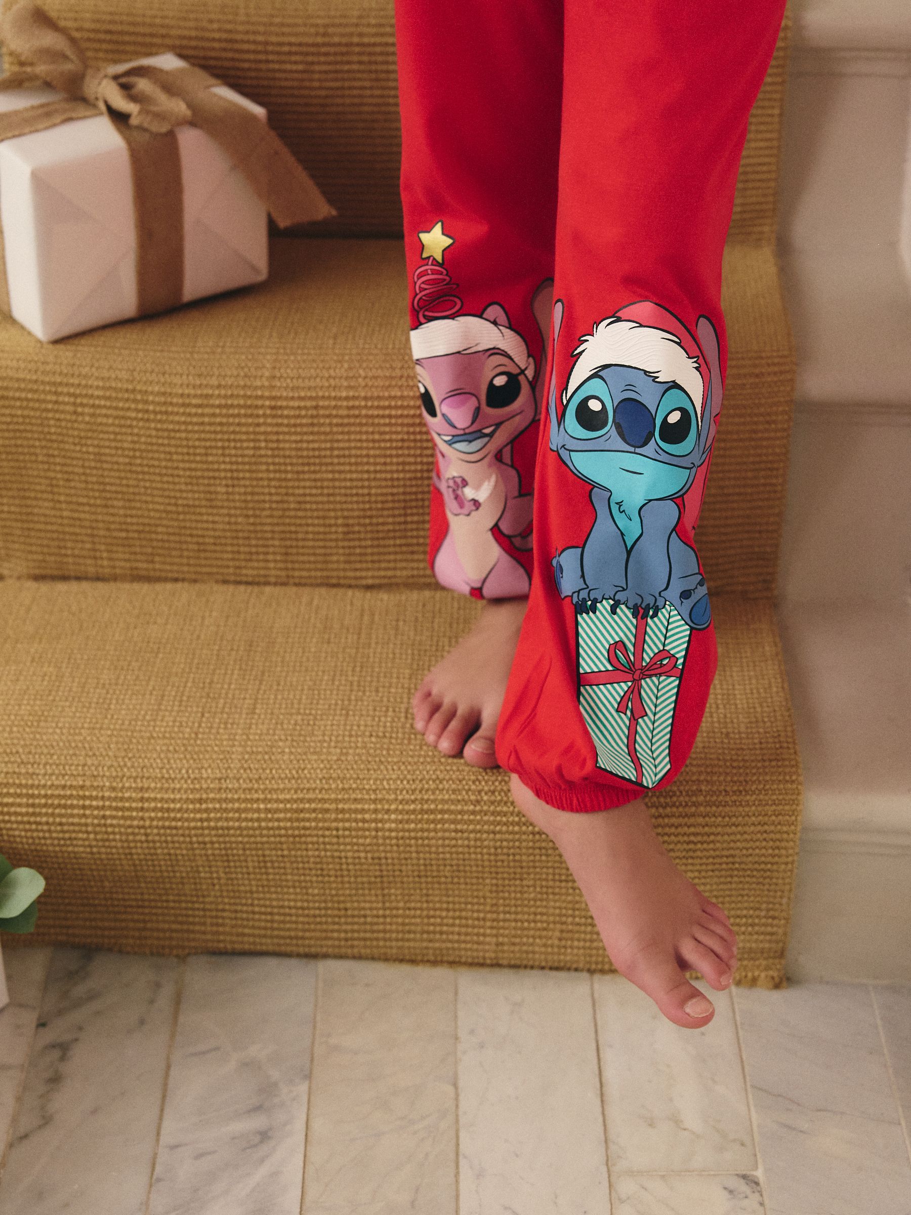 Rood - Lilo en Stitch Kerstmis Pyjama's (3-14jaar)