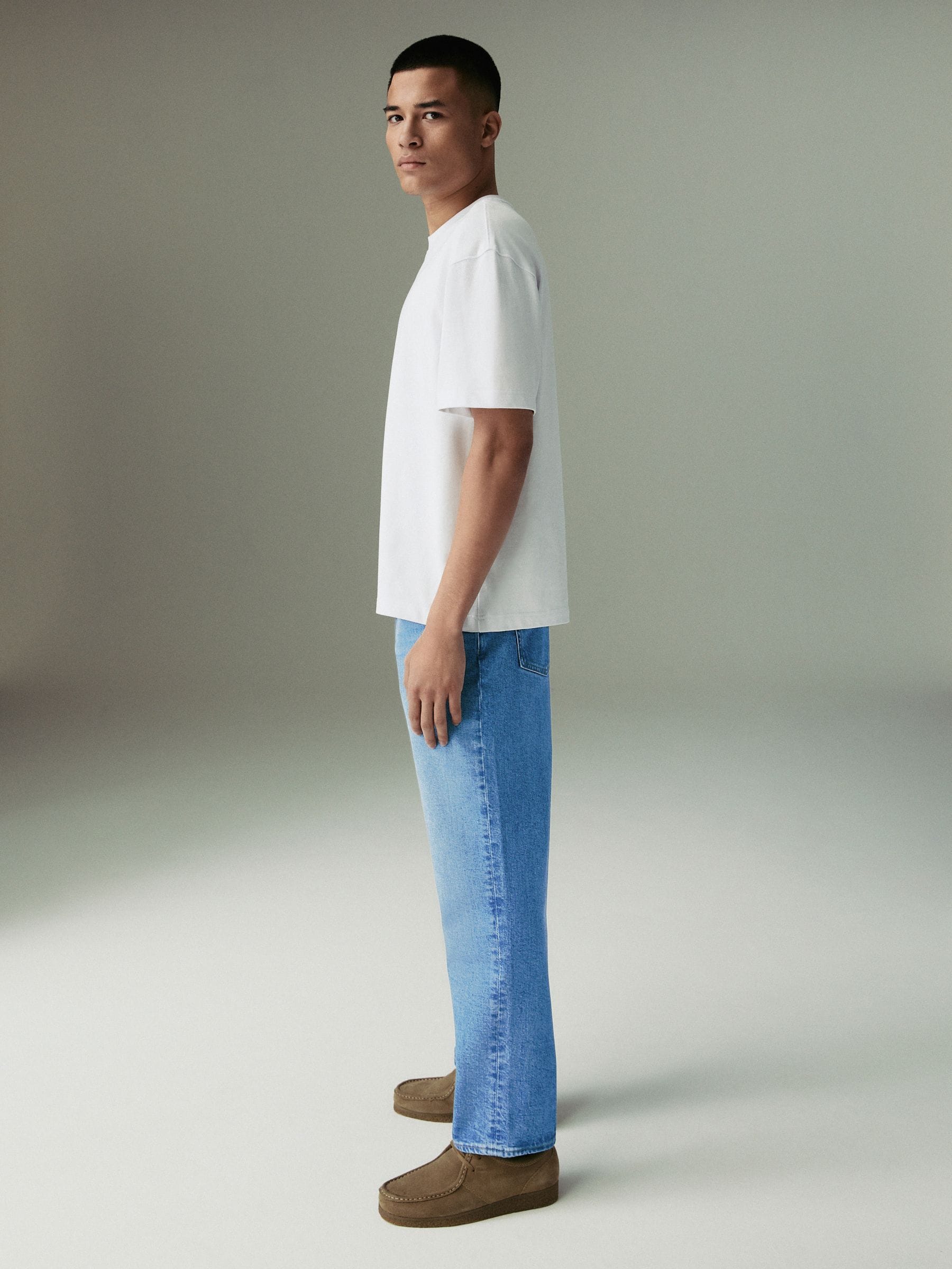Lichtblauw - Straight fit - Vintage wash denim jeans