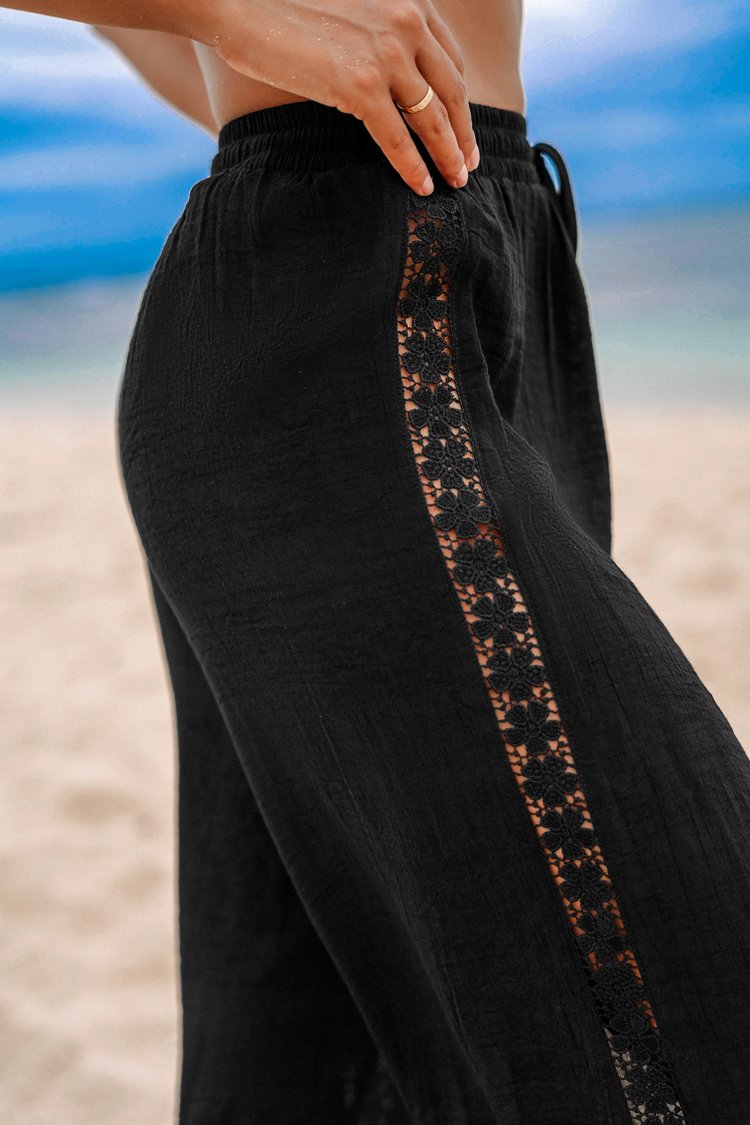Pantalon cover up à jambes amples noir