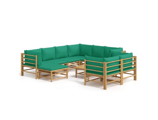 LES TENDANCES - Salon extérieur Salon de jardin-vert-9 places-55x65x30-490640