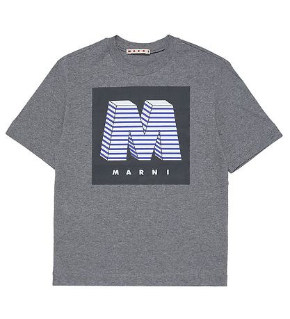 Marni T-shirt - M?rkeGråmeleret m. Print