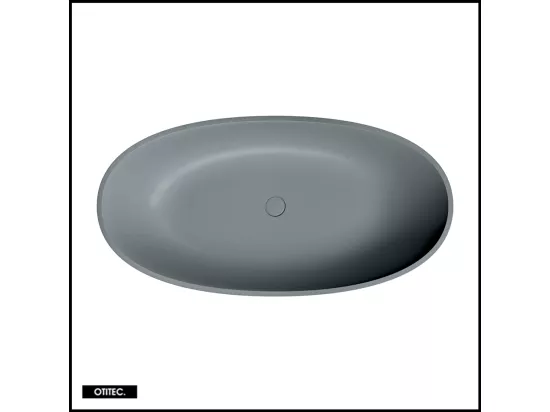 Baignoire Îlot - 148 x 75 cm - SHELL - Gris CENDRÉ MAT - avec SIPHON INCLUS