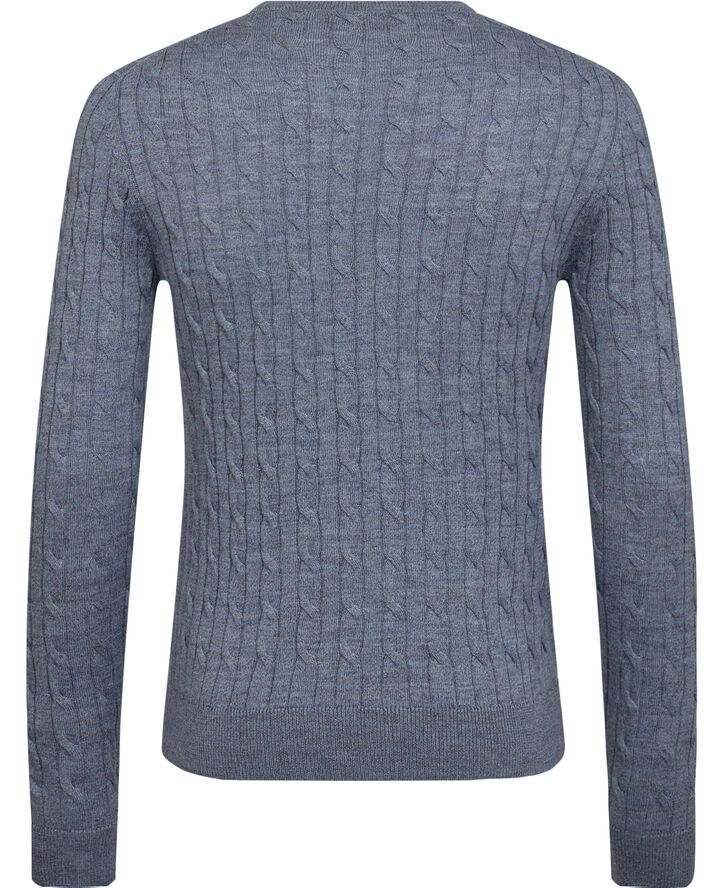 Morris Stockholm Merino Cable Oneck / 56 Blue / S Light blue