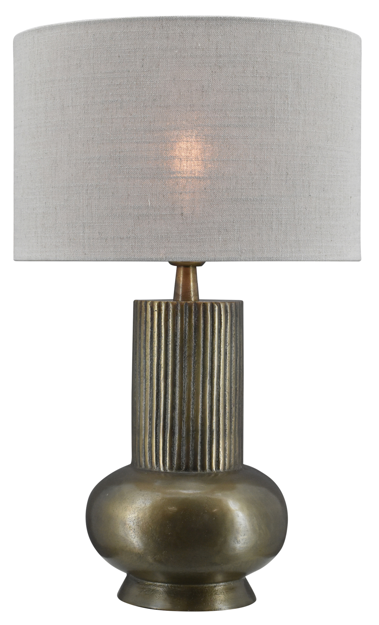 Tafellamp Amora bronze + kap 35x35x22cm Oslo linnen offwhite