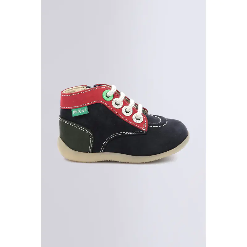 BONZIP MARINE ROUGE VERT BOTTILLONS Cuir Garçon