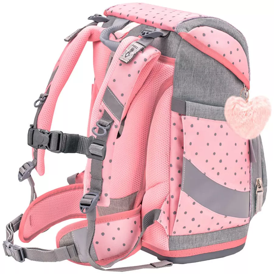 Belmil Schulranzen Smarty Schulranzen Set 6-teilig mit Brustgurt, Hüftgurt Pink Dots 2