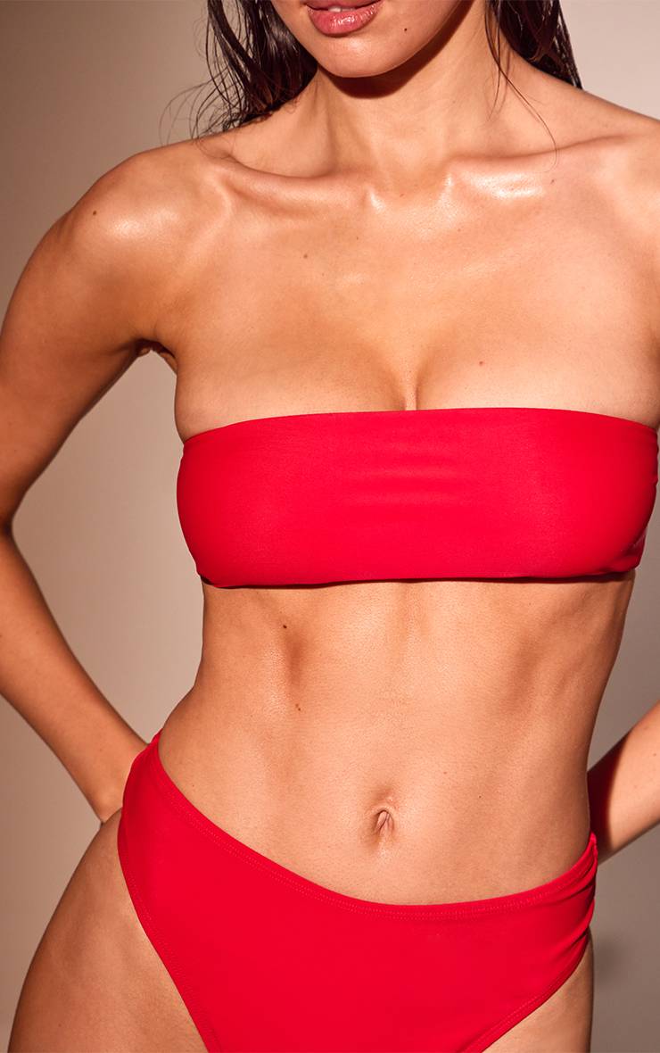 Rouge Haut De Bikini Bandeau Basique