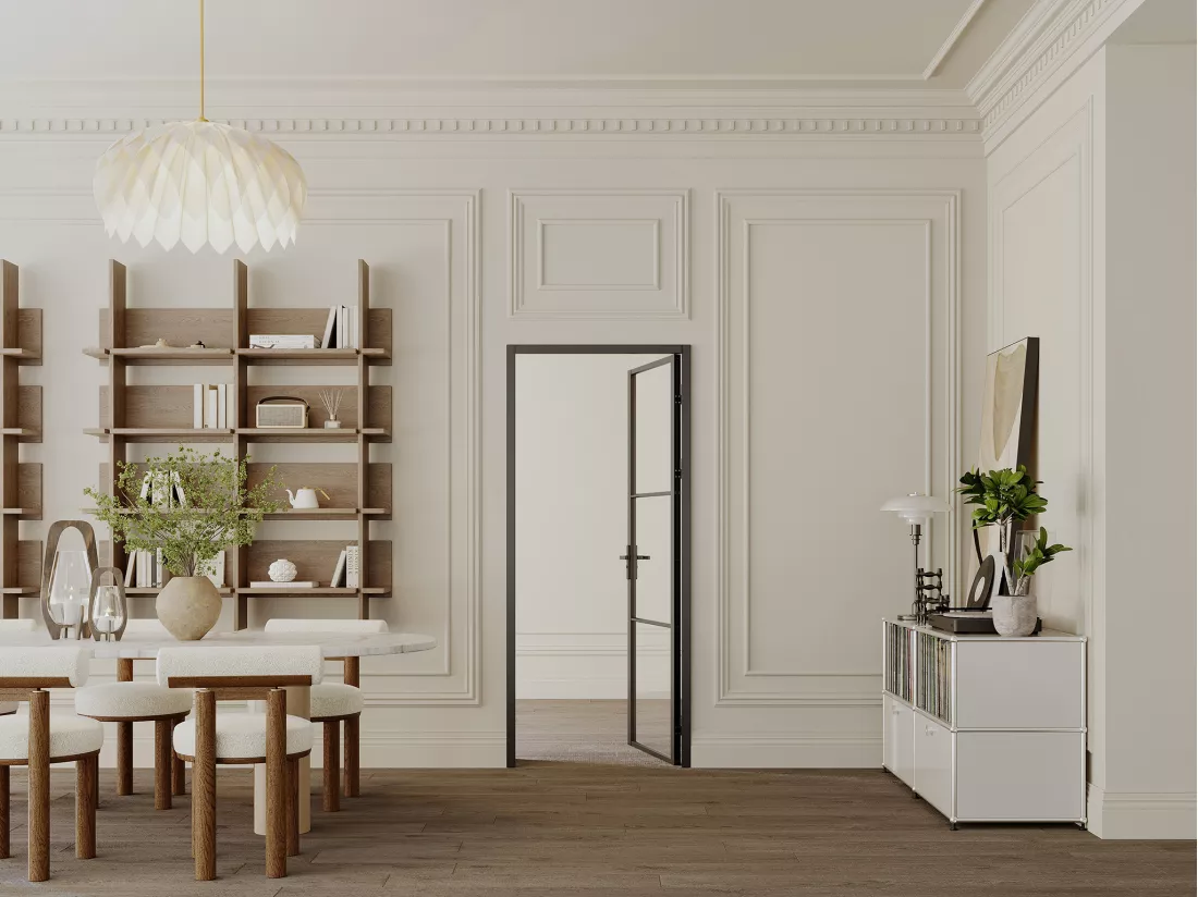 Bloc porte réversible en aluminium et verre trempé - H204 x L93 cm - Noir - MASERU