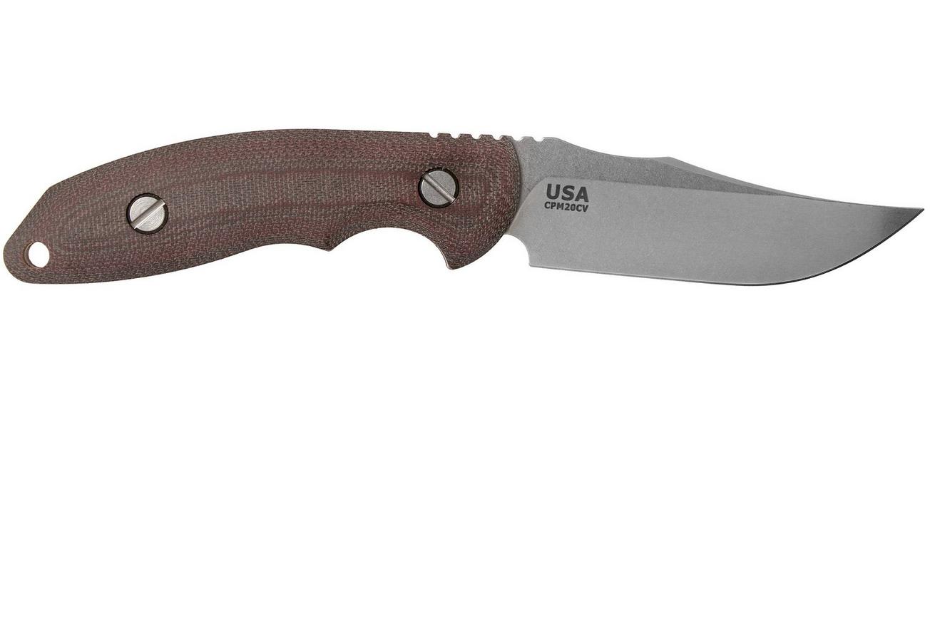 Rick Hinderer The Emmett, CPM 20CV, Burgundy Micarta jachtmes