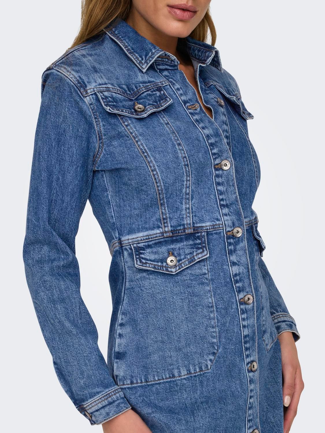 ONLAUGUSTA Kurzes Kleid Medium Blue Denim