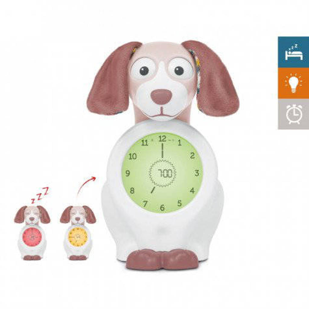 Ideaal deze slaaptrainerDavy de hond slaaptrainer met uurwerk roze
