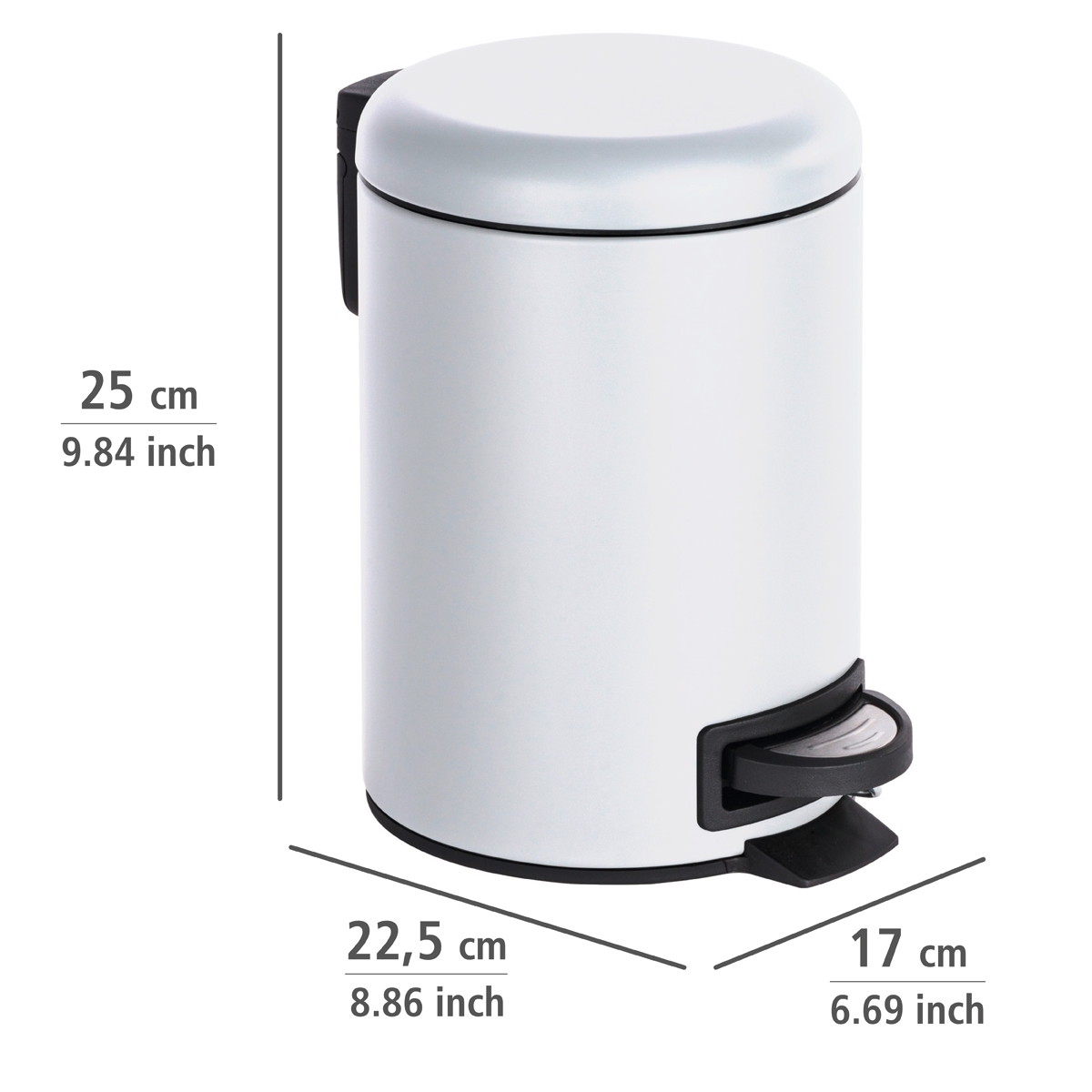 Wenko Leman afvalemmer 3 liter wit mat