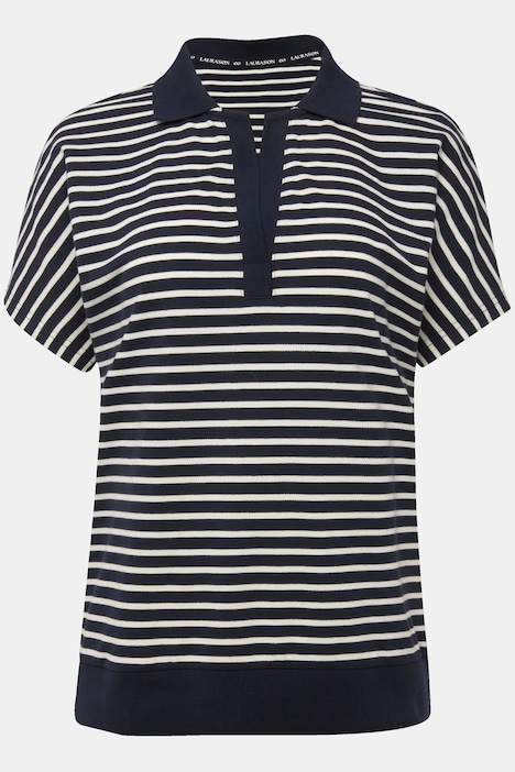 Poloshirt, Piqué, Ringel, Polokragen, überschnittene Schultern, Halbarm