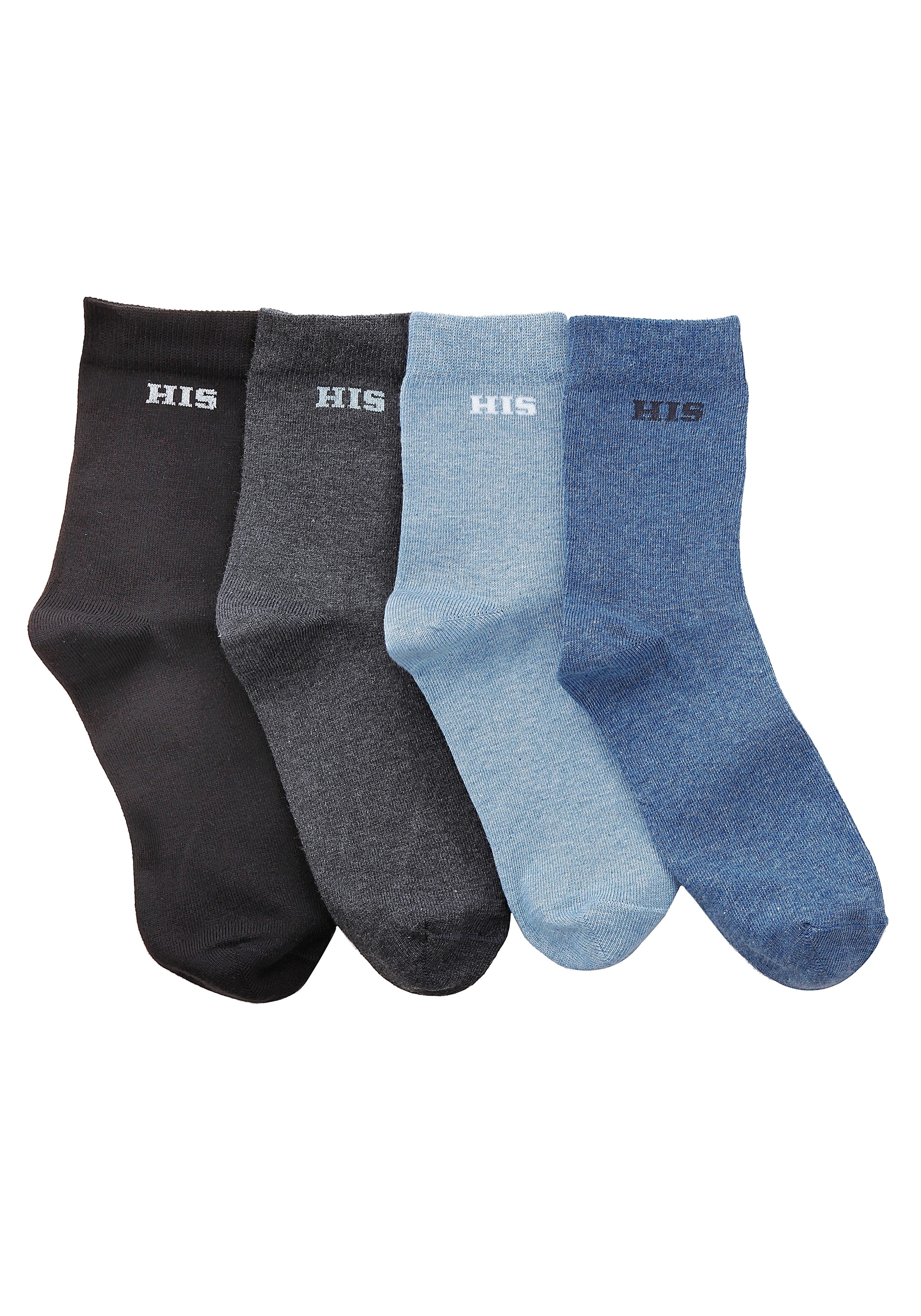 H.I.S Basicsocken Packung, 4 Paar tlg. mit eingestricktem Markenlogo
