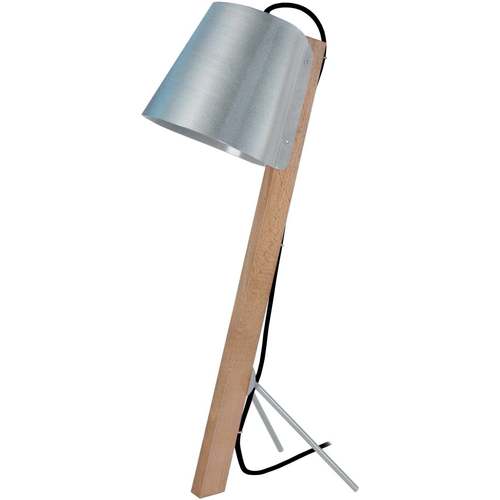 Tosel - Lámpara de escritorio redondo madera natural y aluminio Beige