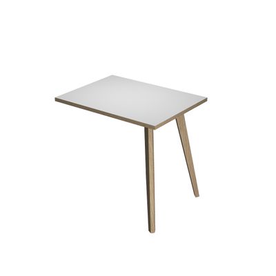 Retour direct pour bureau - L80 x H74 x P60 - Pieds bois - plateau blanc chants chêne