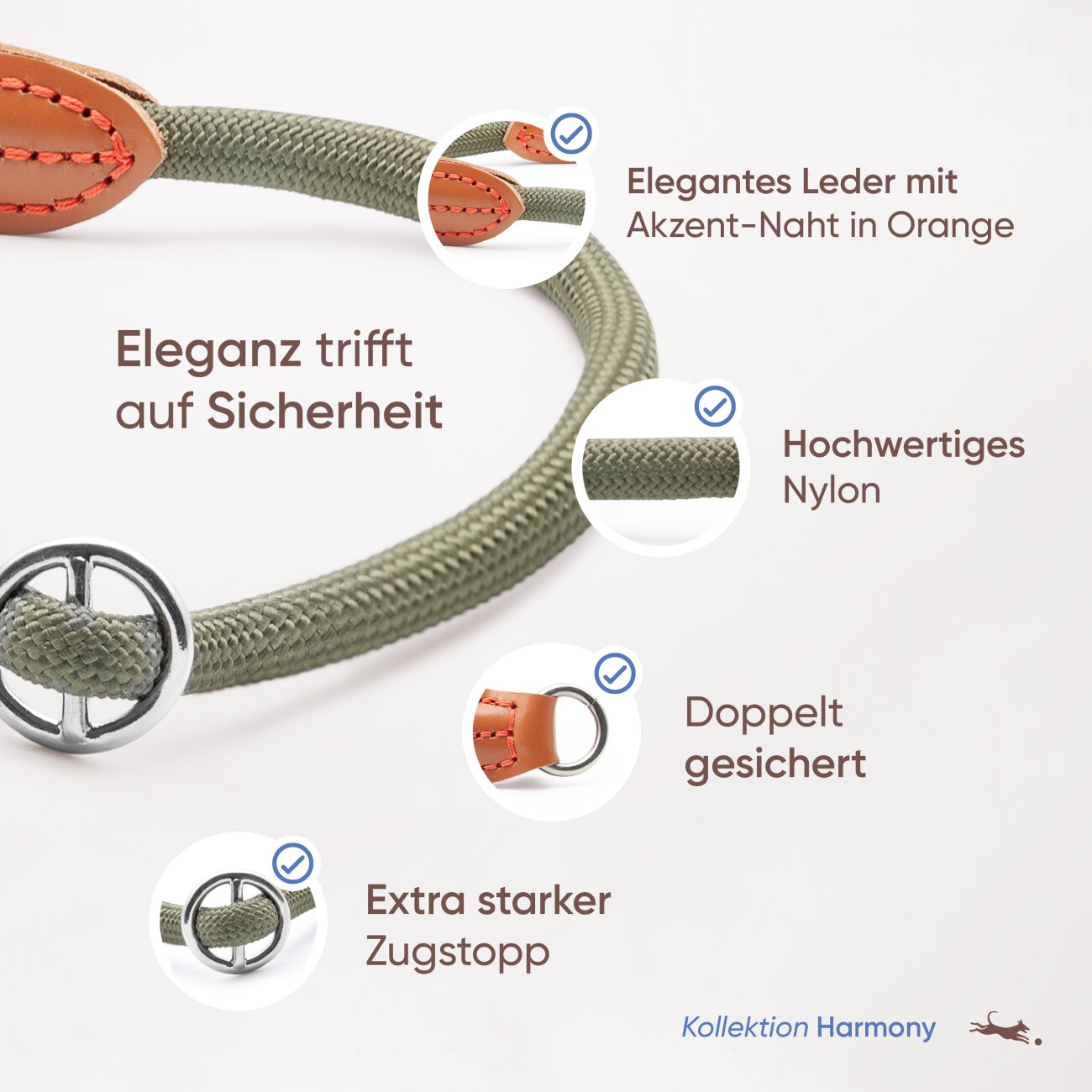 Freudentier Hundehalsband mit Zugstopp - Harmony Kollektion S