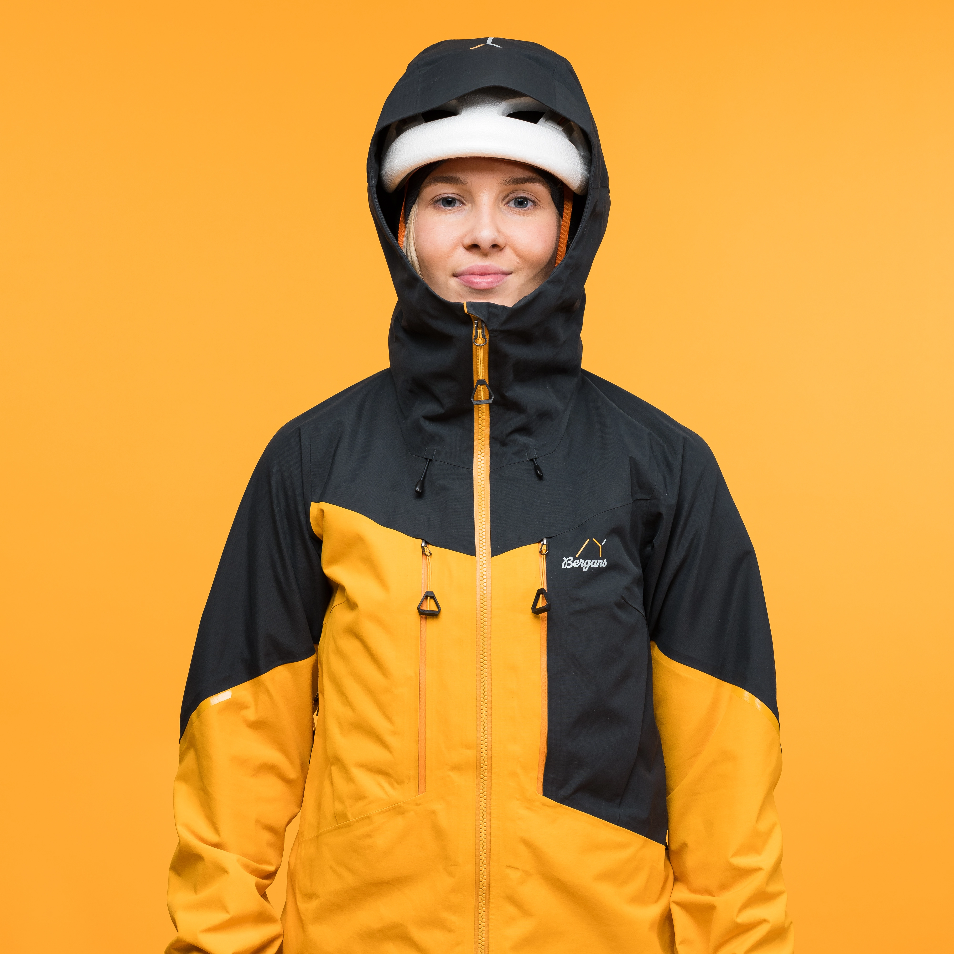 Y MountainLine Bold 3L Shell Jacket Women Mango Yellow / Dark Shadow Grey