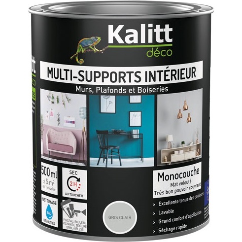 Peinture multi-supports 0,5 L Acrylique Mat - Gris Clair