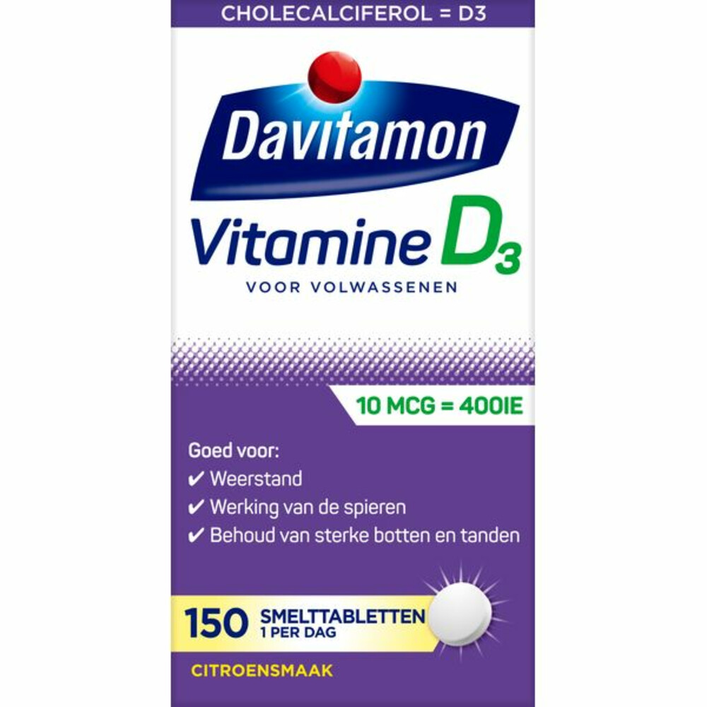 Davitamon Vitamine D 10 MCG Volwassenen150 smelttabletten