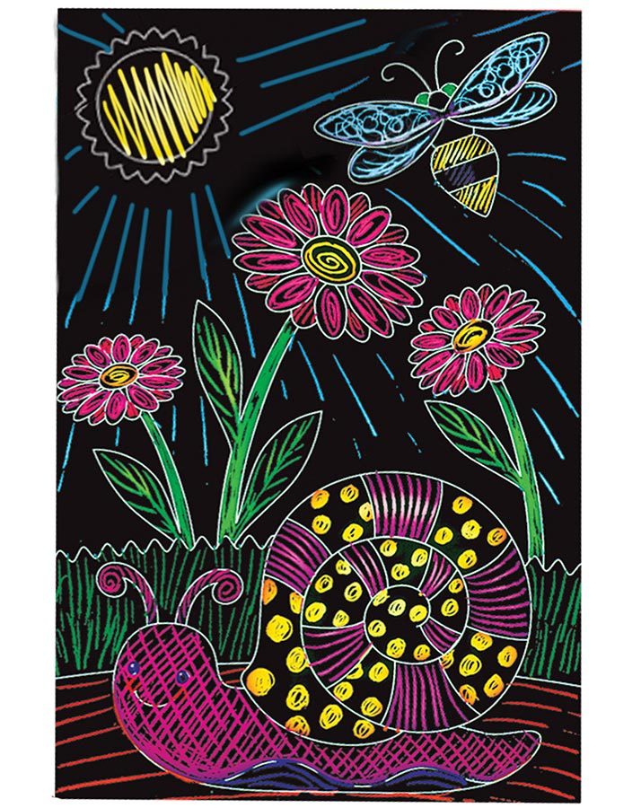 Kratzbild Scratch Art® – SCHMETTERLINGE & BLUMEN mit Holzstift