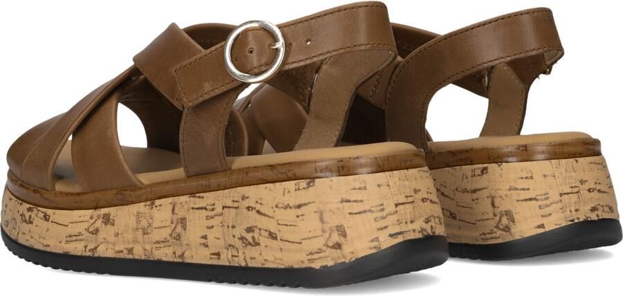 Gabor Dames Sandalen met hak 823.1 Camel Leer Plateauzool
