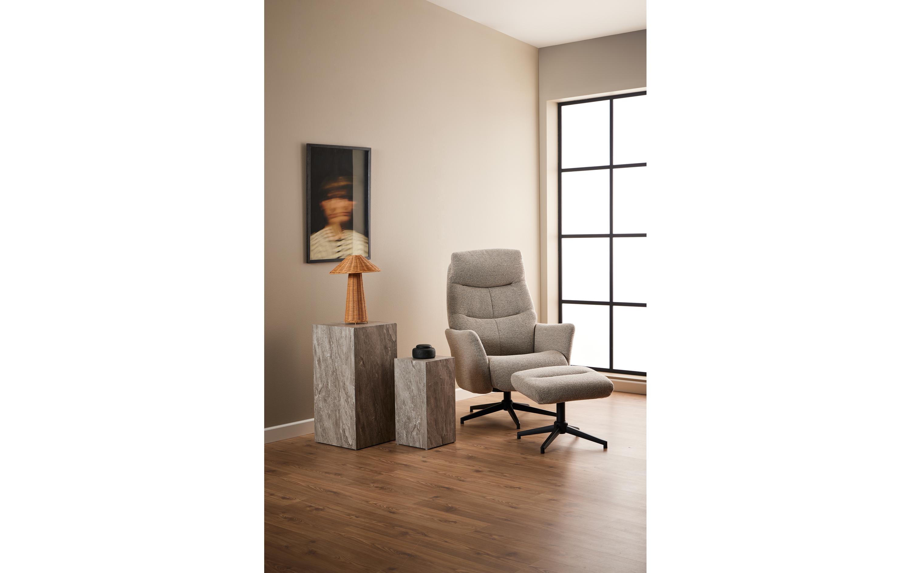 Sessel London Stahl/Textil, Beige<br>Edler Relaxsessel mit passendem Fusshocker