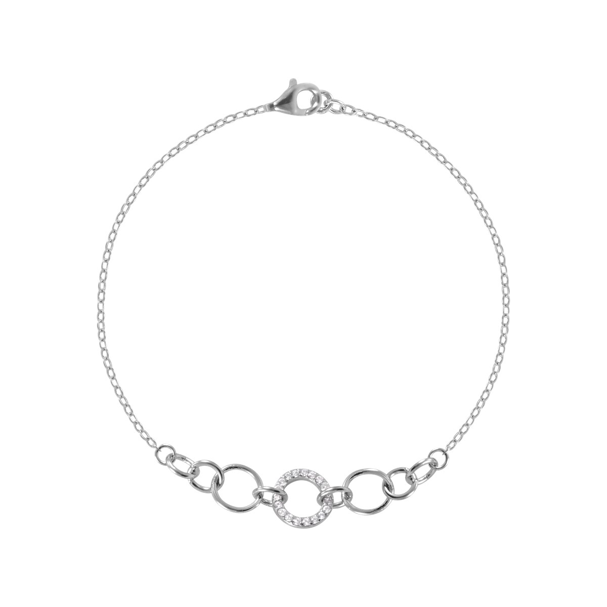 Bracelet en argent 925 rhodié avec oxydes de zirconium