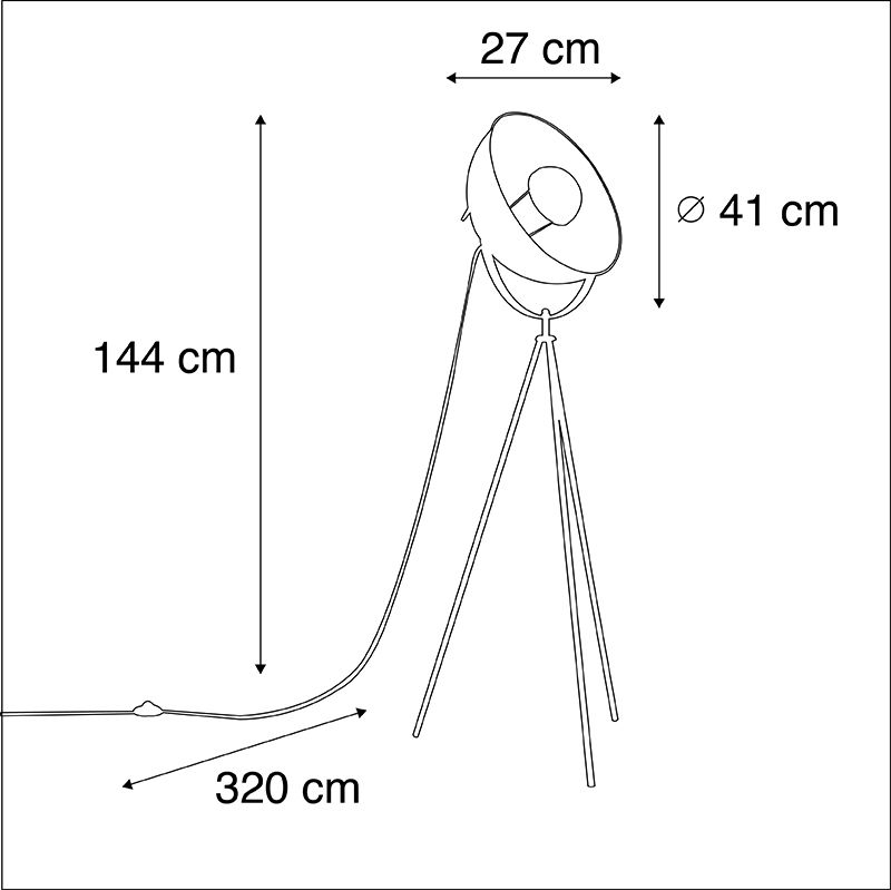 Smart vloerlamp tripod zwart incl. Wifi A60 - Magna 40 Eglip