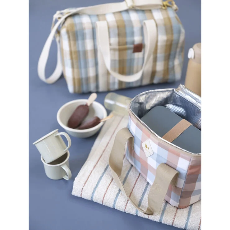 Fabelab Lunch Cooler Bag - Cottage Blue Checks Multi print
