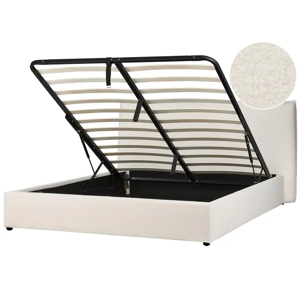 LAVAUR - Bed met opbergruimte - Off-white - 180 x 200 cm - Bouclé
