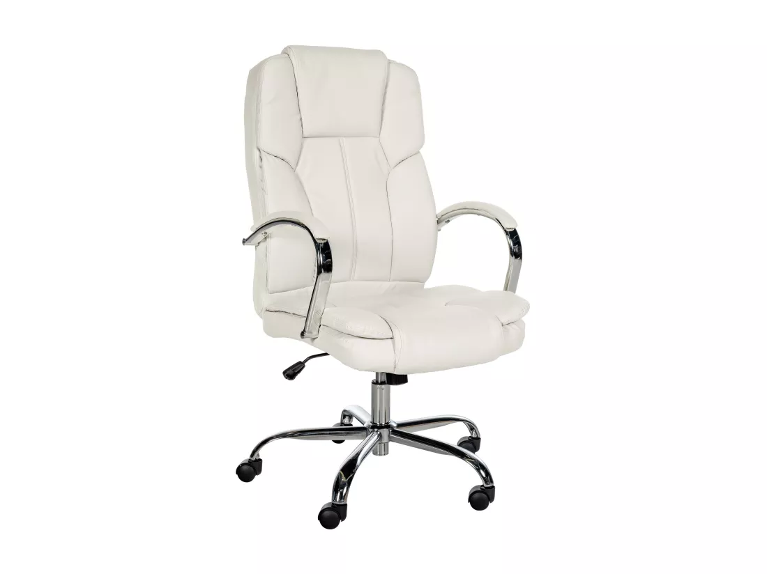 Chaise de bureau - Similicuir & Métal chromé - Blanc - XXL Xanthos