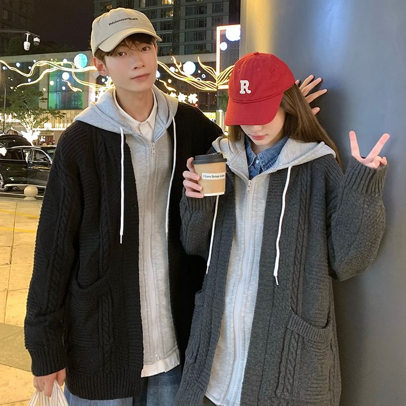 Bay Go Mall - Matching two-tone hoodie met capuchon en rits in twee kleuren