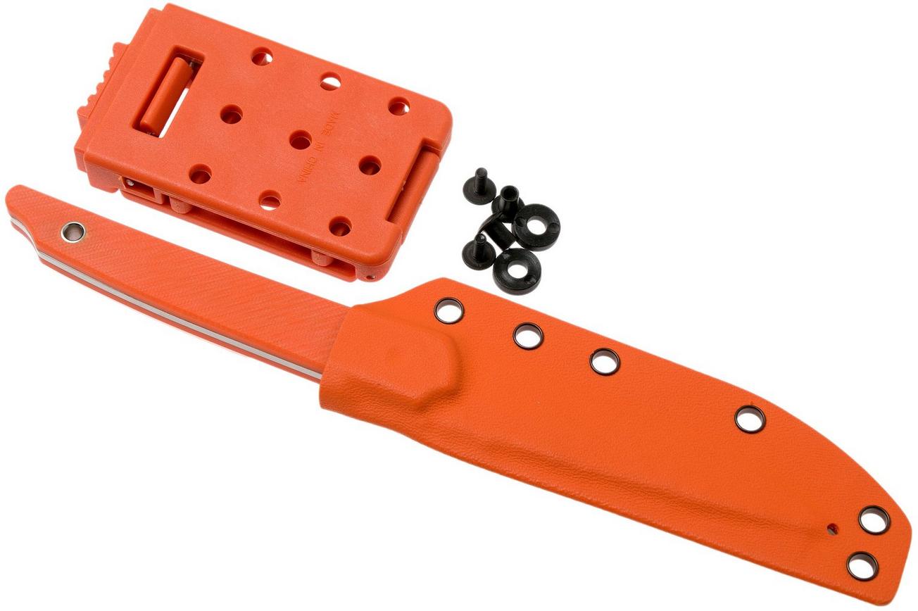Amare Knives Pocket Peak Fixed, stonewash orange G10, vaststaand mes