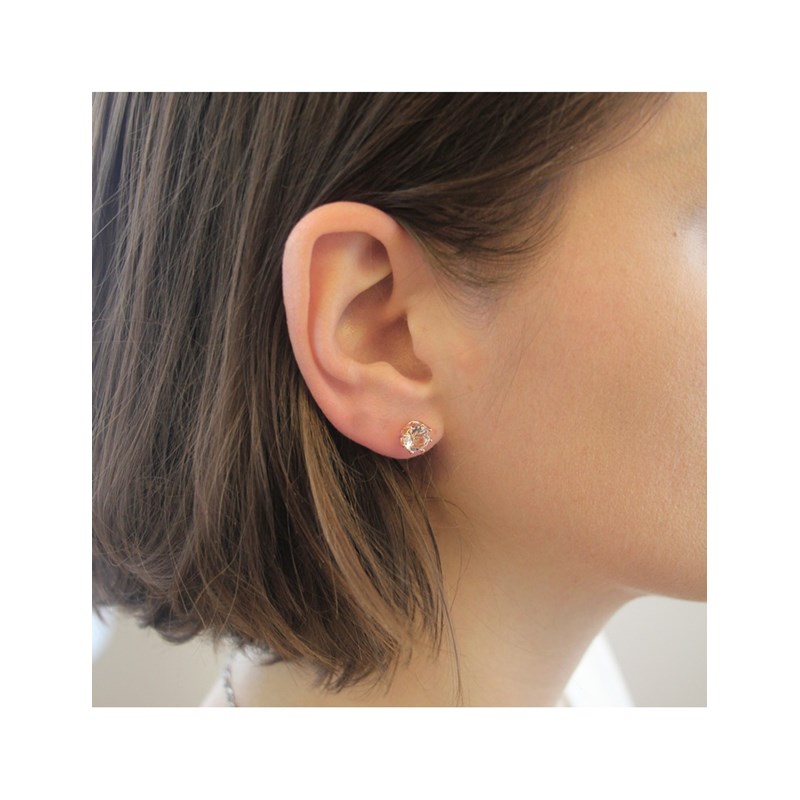 Boucles d'oreilles Lily - Or Rosé et Cristal