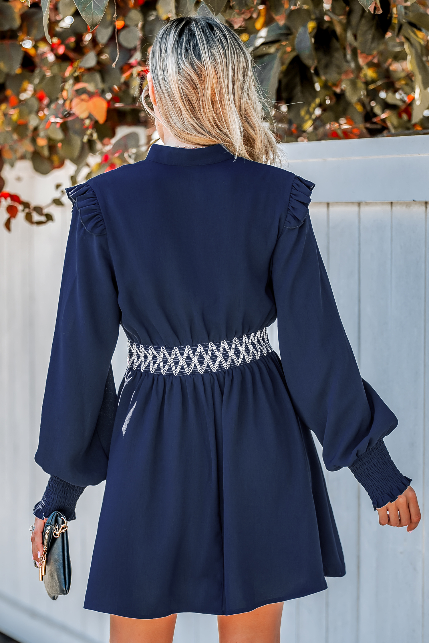 Robe mini à volants et motif losange