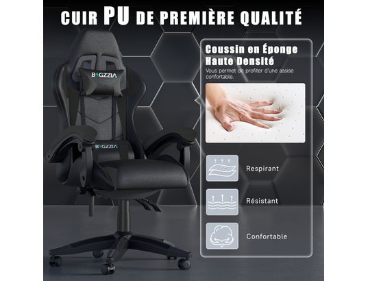 RATTANTREE - Fauteuil de bureau Chaise gaming cuir pu noire